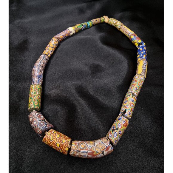 Antique African Trade Millefiori Glass Bead Necklace